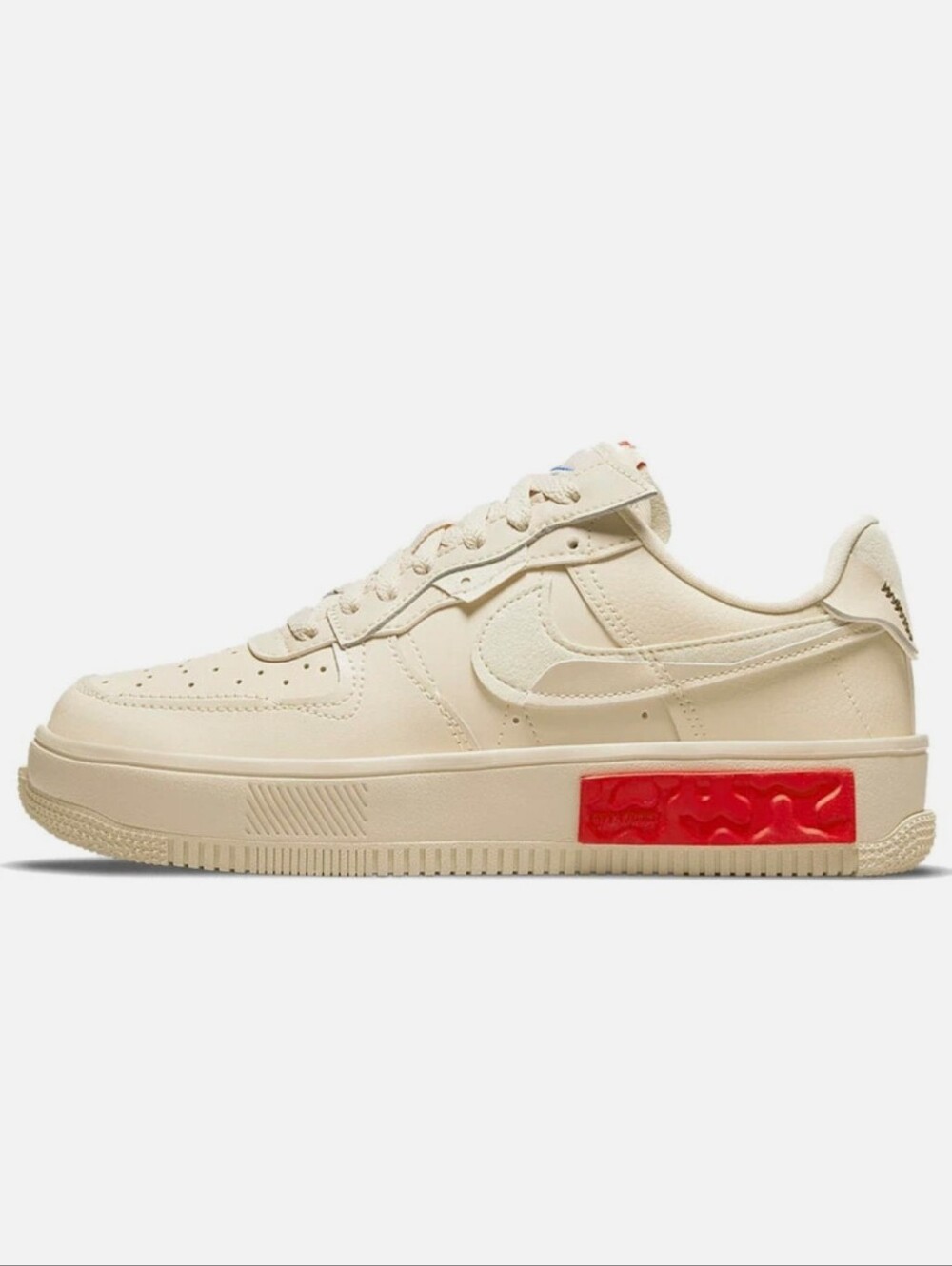 Nike Air Force 1 Fontanka Sneakers In Pearl White With Red Midsole Pop Of Color